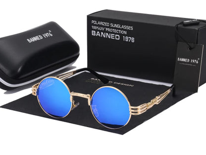 Polarized Gothic Steampunk Sunglasses Men Women Fashion Brand Designer Vintage Round Shades Metal Frame Sun Glasses Oculos