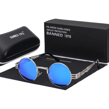 Polarized Gothic Steampunk Sunglasses Men Women Fashion Brand Designer Vintage Round Shades Metal Frame Sun Glasses Oculos
