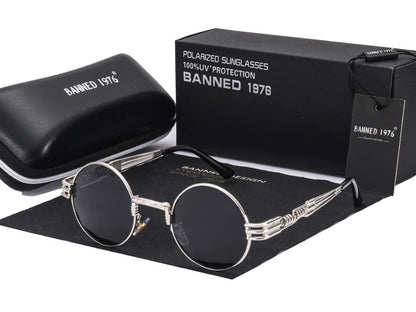 Polarized Gothic Steampunk Sunglasses Men Women Fashion Brand Designer Vintage Round Shades Metal Frame Sun Glasses Oculos