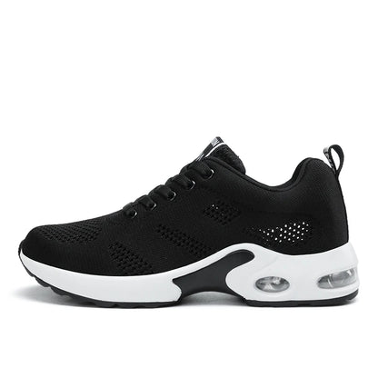 Ténis de moda para mulher, leves, para corrida, para desportos ao ar livre, em malha respirável, confortáveis, com almofada de ar e com atacadores