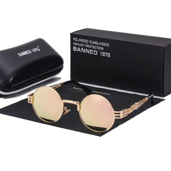 Polarized Gothic Steampunk Sunglasses Men Women Fashion Brand Designer Vintage Round Shades Metal Frame Sun Glasses Oculos