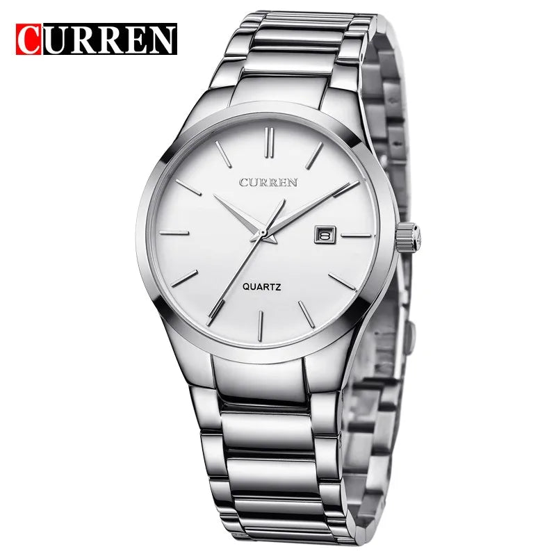 Montre pour homme Curren – Montre de luxe de grande marque, entièrement en acier, avec affichage de la date, montre à quartz tendance, idéale pour un style professionnel.