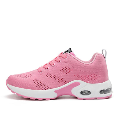 Ténis de moda para mulher, leves, para corrida, para desportos ao ar livre, em malha respirável, confortáveis, com almofada de ar e com atacadores