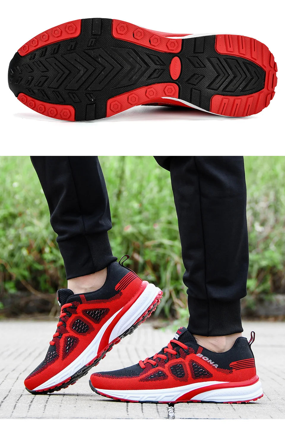BONA Sneakers for Men, Sport Mesh Trainers, Lightweight Running Shoes for Women, Outdoor Athletic Shoes for Men