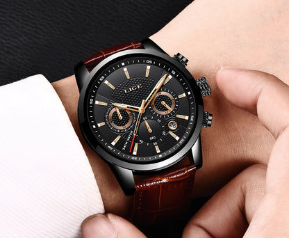 2025 New Men's Watches LIGE Top Brand Luxury Leather Casual Quartz Watch Men's Sport Waterproof Clock Watch Relogio Masculino+Box