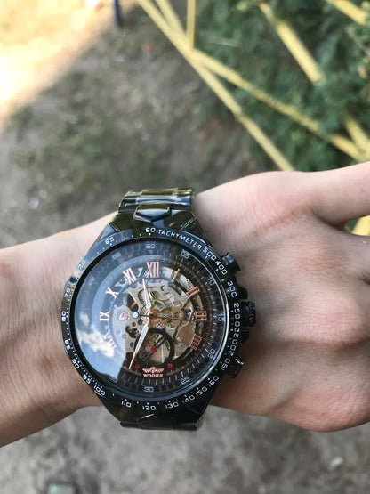 Ceas pentru bărbați Winner – Design sportiv, ramă finisată, stil la modă, marcă de prestigiu, ceas automat cu mecanism vizibil (scheletat)