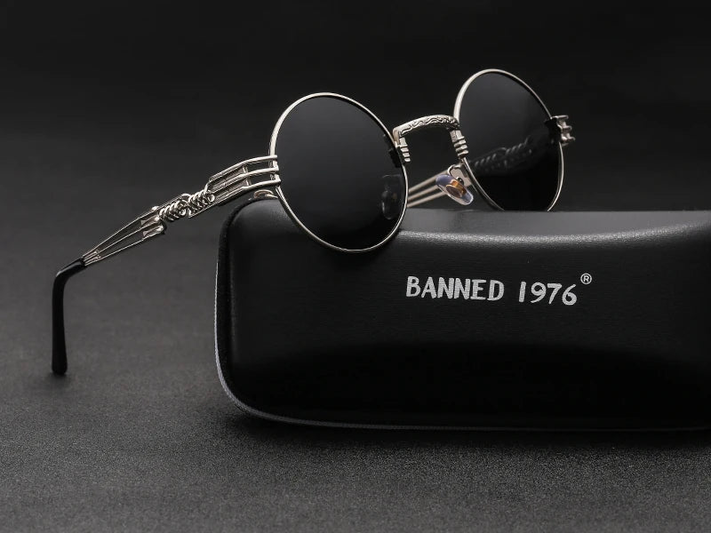 Polarized Gothic Steampunk Sunglasses Men Women Fashion Brand Designer Vintage Round Shades Metal Frame Sun Glasses Oculos