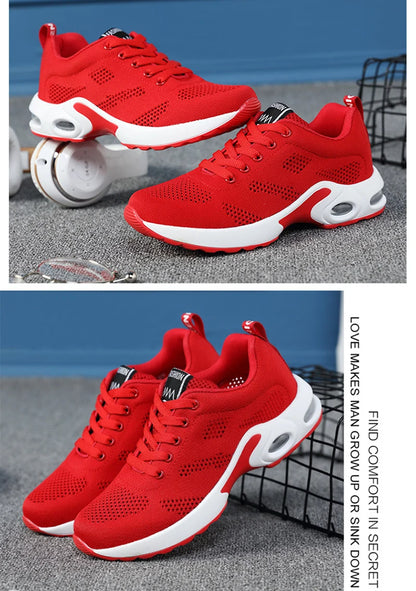 Ténis de moda para mulher, leves, para corrida, para desportos ao ar livre, em malha respirável, confortáveis, com almofada de ar e com atacadores