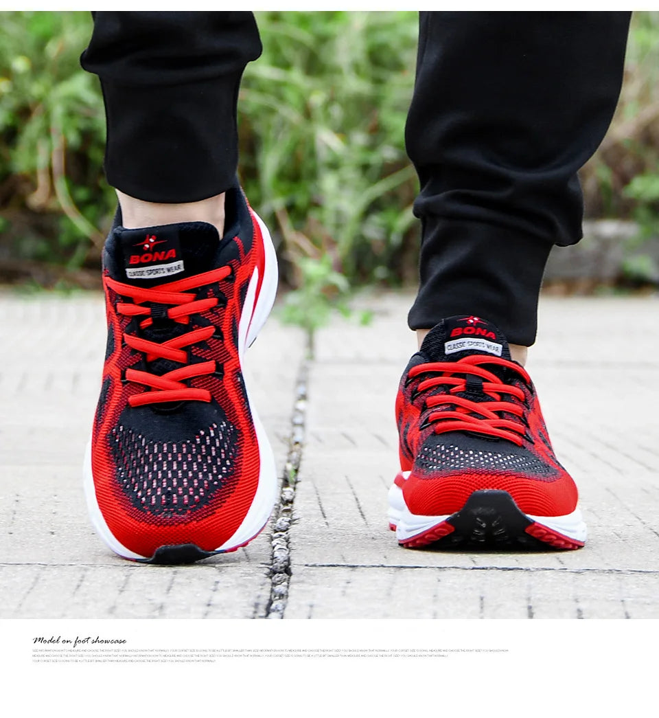 BONA Sneakers for Men, Sport Mesh Trainers, Lightweight Running Shoes for Women, Outdoor Athletic Shoes for Men