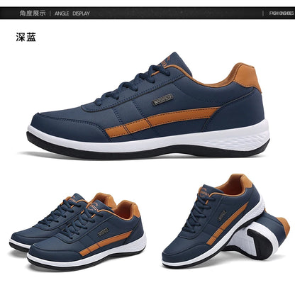 Leather Men's Sneakers Trendy Casual Italian Breathable Leisure Male Sneakers Non-Slip Footwear Men Vulcanized Shoes