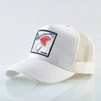 Trucker Caps Men Women Streetwear Hip Hop Baseball Cap With Shark Embroidery Patch Snapback Drake Bones Casquette Four Seasons