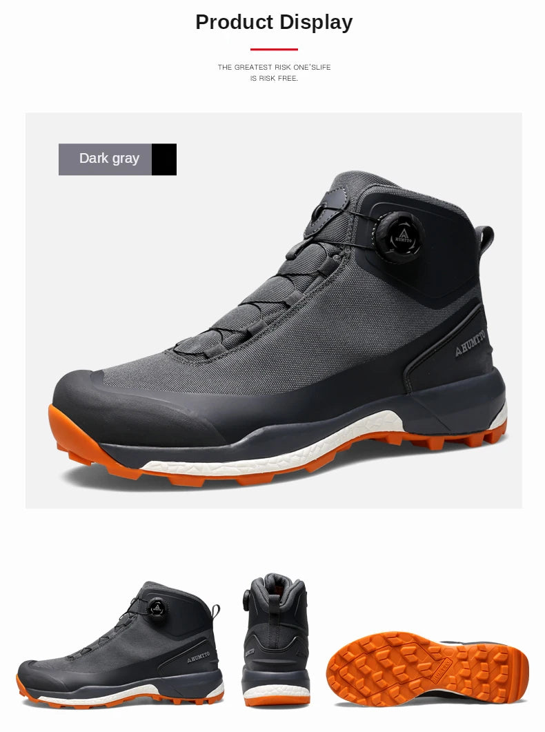 HUMTTO Waterproof Hiking Shoes Mountain Trekking Boots Black Camping Sneakers for Men Safety Climbing Sport Tactical Men's Shoes