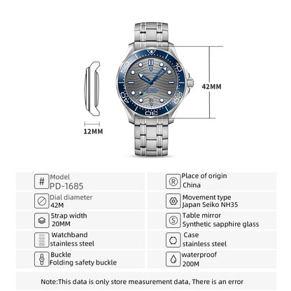 2022 Neue PAGANI DESIGN 1685 Herrenuhr – mechanische Armbanduhr für Herren, Automatikuhr, Japan NH35A, 20Bar Taucheruhr