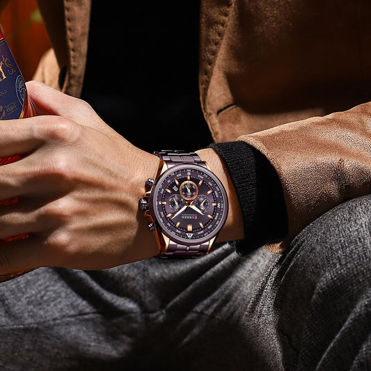 Reloj para hombre CURREN: reloj de moda de una gran marca, modelo de lujo, resistente al agua, de acero, estilo deportivo, cronógrafo de cuarzo