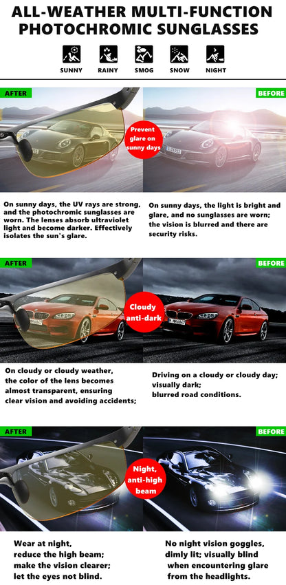Top Anti-glare Day Night Vision Glasses For Driving Men Polarized Sunglasses Photochromic Driver Goggles Glasses zonnebril heren