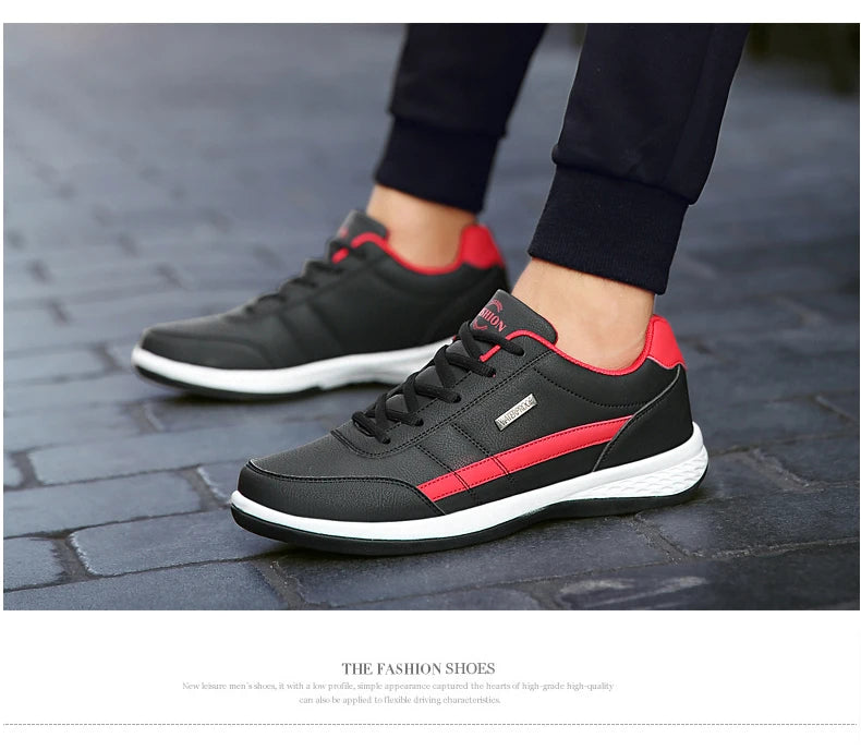 Leather Men's Sneakers Trendy Casual Italian Breathable Leisure Male Sneakers Non-Slip Footwear Men Vulcanized Shoes