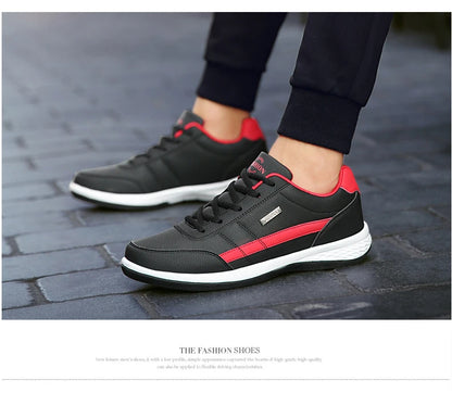 Leather Men's Sneakers Trendy Casual Italian Breathable Leisure Male Sneakers Non-Slip Footwear Men Vulcanized Shoes
