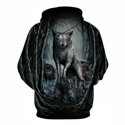 Cool Space Galaxy Wolf Hoodie Hoodies Men Bright Wolf Fashion Handsome Wolf Hoodies Spring Autumn Pullovers Sweatshirts Sweat