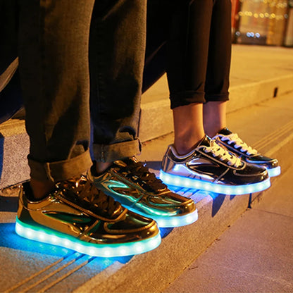 Men's Shoes Glowing Light LED Women Spring Fashion Casual Sport Lamp Party Golden Silver Boots Luminous Dancing Flats Sneakers