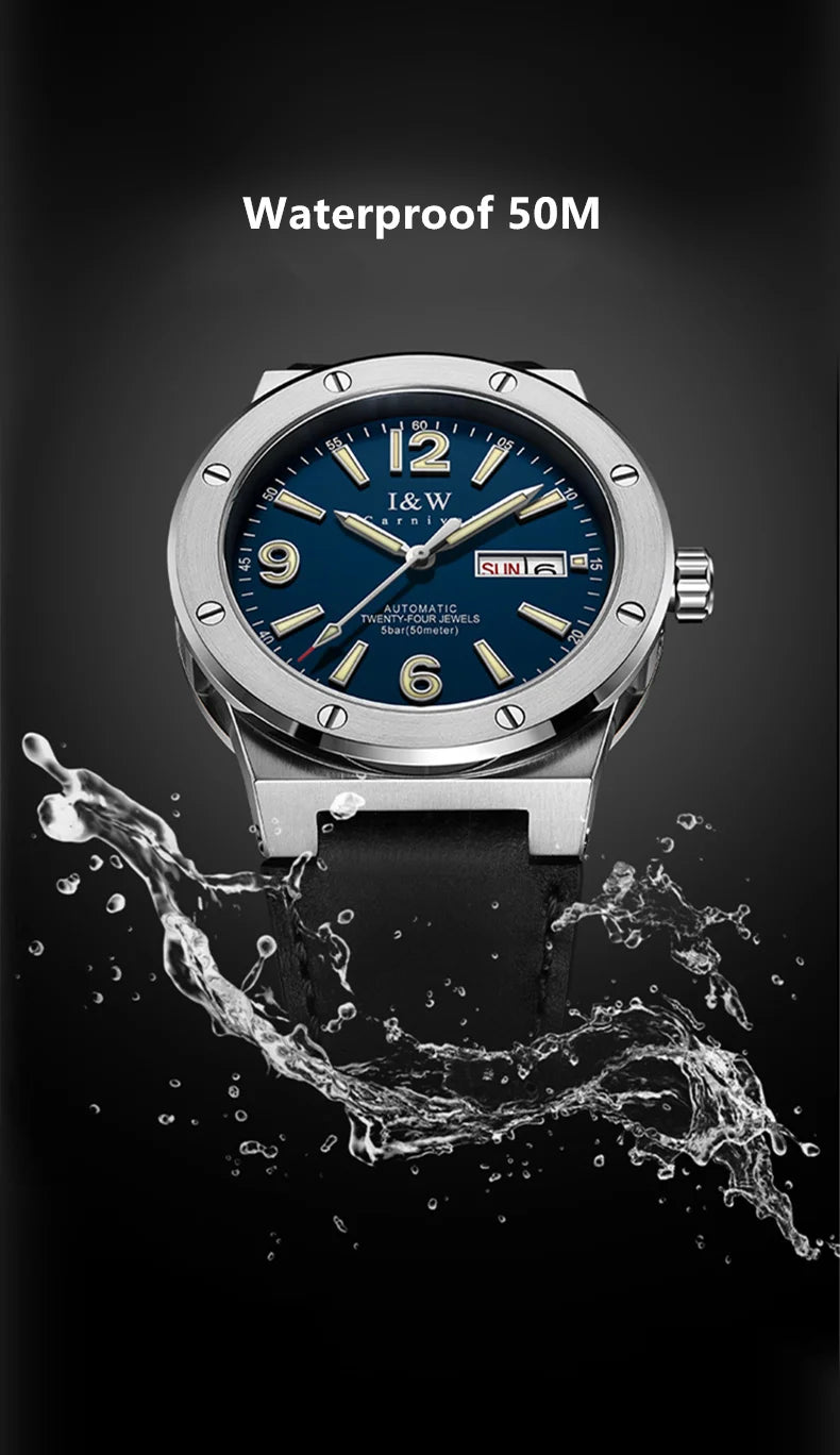 Carnival IW Mechanical Watch For Men Brand Luxury Automatic Men Watches MIYOTA or NH36 Sapphire Luminous Waterproof Reloj Hombre