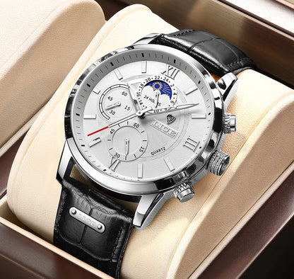 2025 New Men's Watches LIGE Top Brand Luxury Leather Casual Quartz Watch Men's Sport Waterproof Clock Watch Relogio Masculino+Box