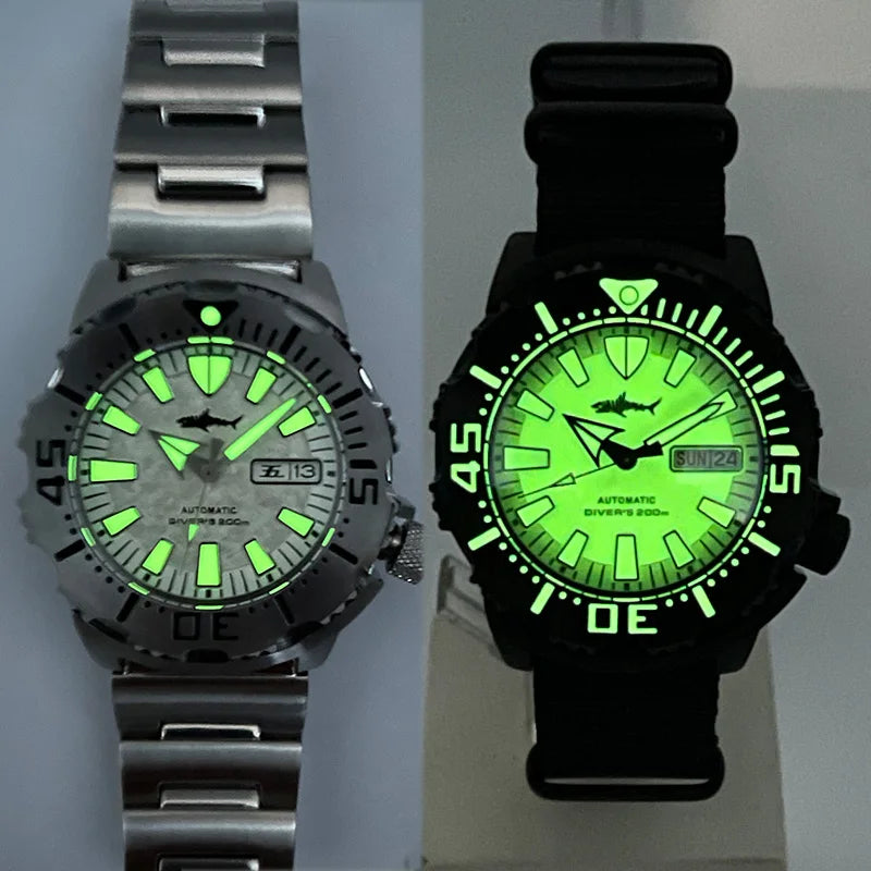 Heimdallr Sharkey Monster V2 Herren-Taucheruhr, 316L-Edelstahl, Japan NH36A-Uhrwerk, 200M wasserdicht, mechanische Herrenuhr