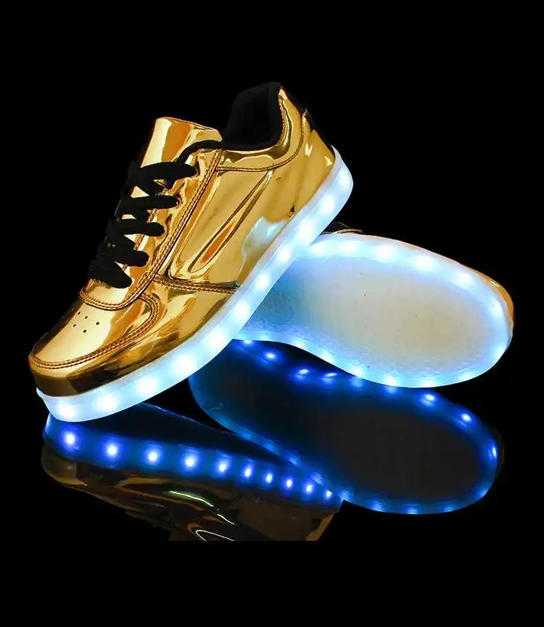 Men's Shoes Glowing Light LED Women Spring Fashion Casual Sport Lamp Party Golden Silver Boots Luminous Dancing Flats Sneakers