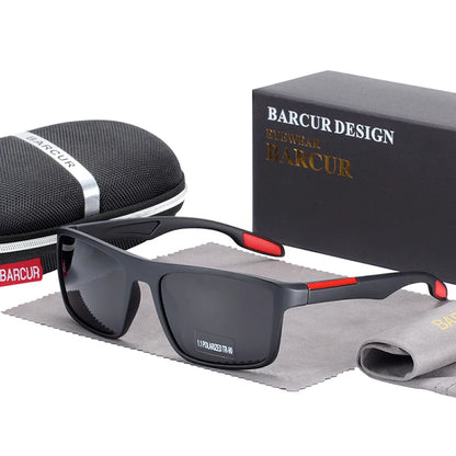 BARCUR Polarized Sunglasses Men TR90 Ultralight Vintage Sun Glasses for Women Square Eyewear oculos lunette de soleil femme