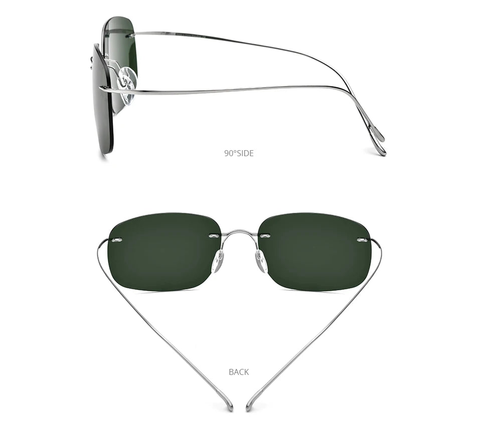 FONEX Titanium Rimless Sunglasses Men Austria Ultralight Frameless Square Polarized Sun Glasses for Women Japanese Shades 85694