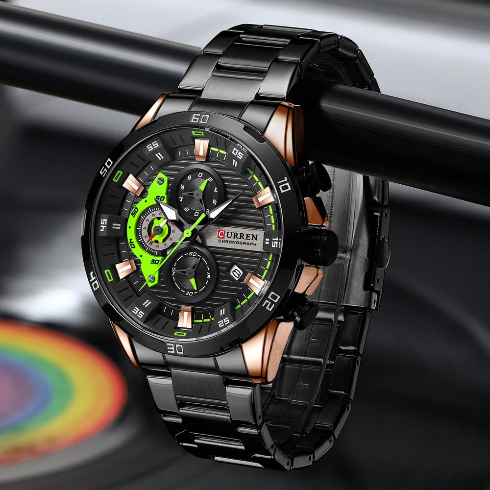 CURREN Men Watch Top Brand Luxury Sports Quartz Mens Watches Full Steel Waterproof Chronograph Wristwatch Men Relogio Masculino