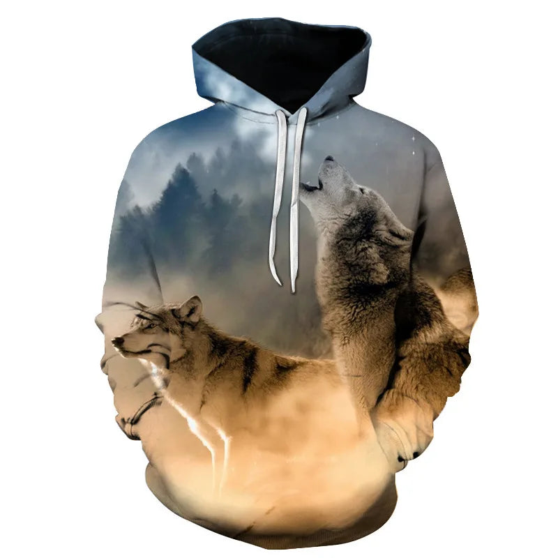 Cool Space Galaxy Wolf Hoodie Hoodies Men Bright Wolf Fashion Handsome Wolf Hoodies Spring Autumn Pullovers Sweatshirts Sweat