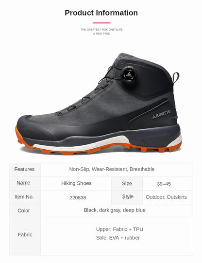 HUMTTO Waterproof Hiking Shoes Mountain Trekking Boots Black Camping Sneakers for Men Safety Climbing Sport Tactical Men's Shoes