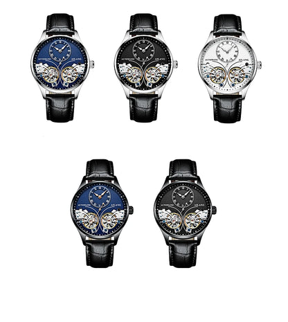 AILANG Brand New Fashion Double Tourbillon Watch for Men Luxury Stainless Steel Waterproof Automatic Mechanical Watches