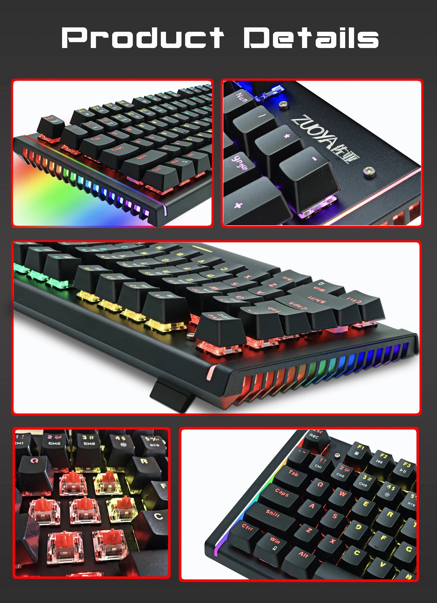 Mechanical Keyboard Wired Gaming Keyboard RGB Mix Backlit 87 104 Anti-ghosting Blue Red Switch For Game Laptop PC Russian US