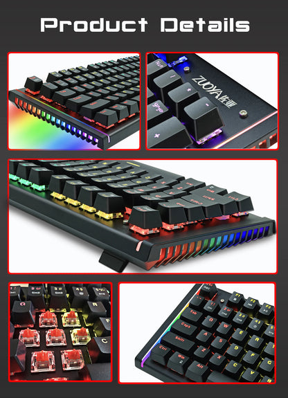 Mechanical Keyboard Wired Gaming Keyboard RGB Mix Backlit 87 104 Anti-ghosting Blue Red Switch For Game Laptop PC Russian US