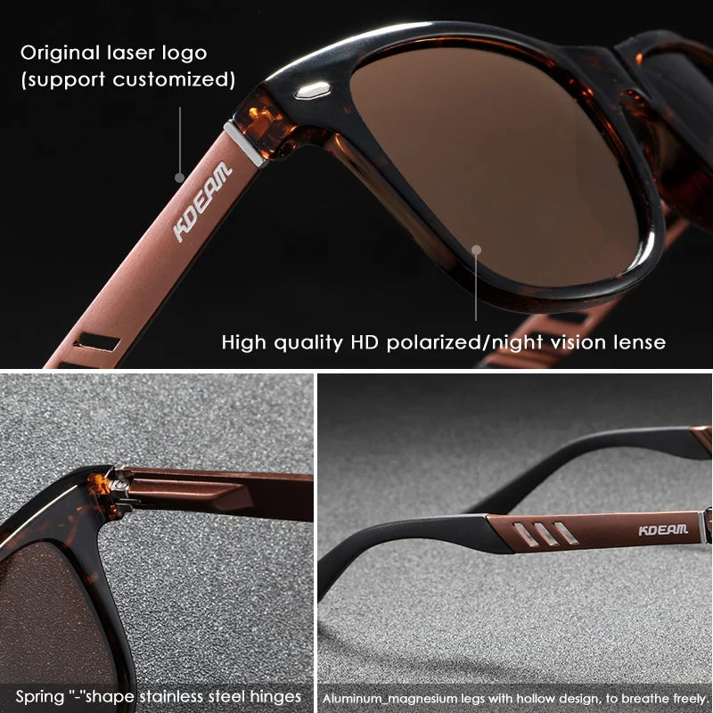 KDEAM Photochromic and Polarized Sunglasses Men Navigational Aluminum Magnesium Frame Men's Glasses UV400 Night Vision Goggles
