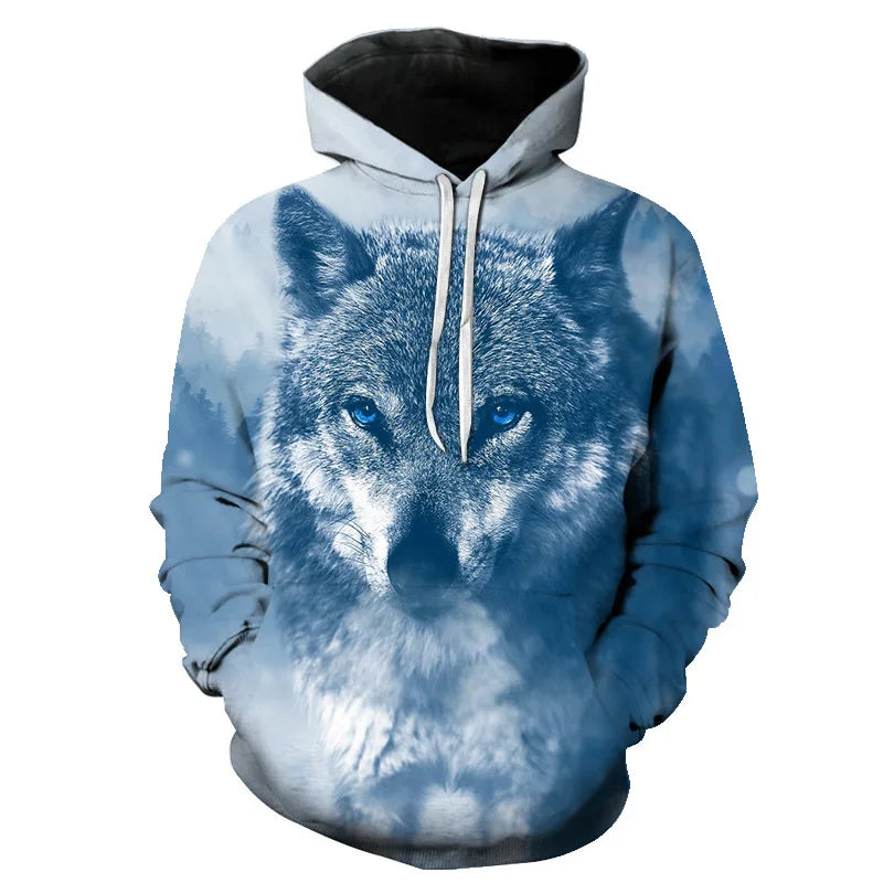 Cool Space Galaxy Wolf Hoodie Hoodies Men Bright Wolf Fashion Handsome Wolf Hoodies Spring Autumn Pullovers Sweatshirts Sweat