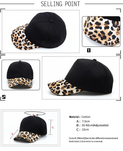 CNTANG Women Leopard Print Baseball Cap Fashion Hip Hop Caps Casual Designer Brand Female Hat Snapback For Women's Girls Gorras