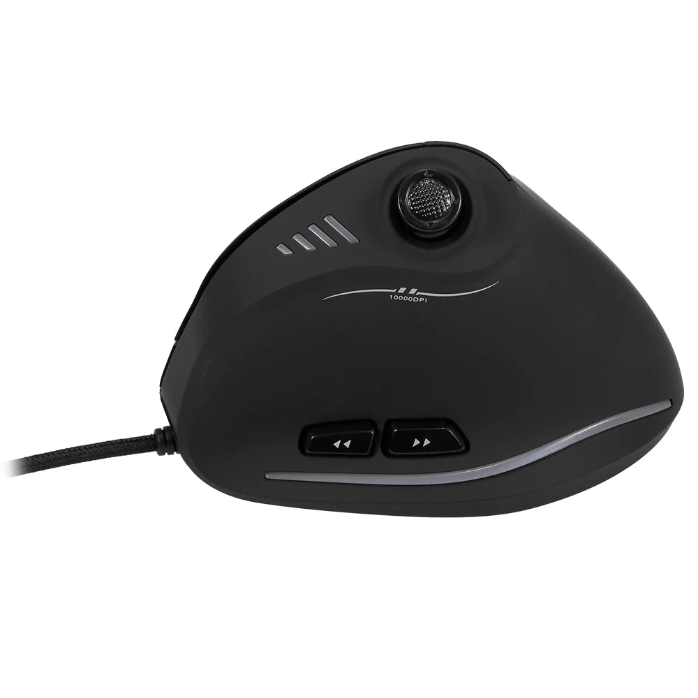 Rato Gaming com Fio Zelotes C-18, 11 Botões Programáveis, Motor Laser 10000DPI, Faixa de Luz RGB, 128KB, Rato Vertical para Portátil e PC