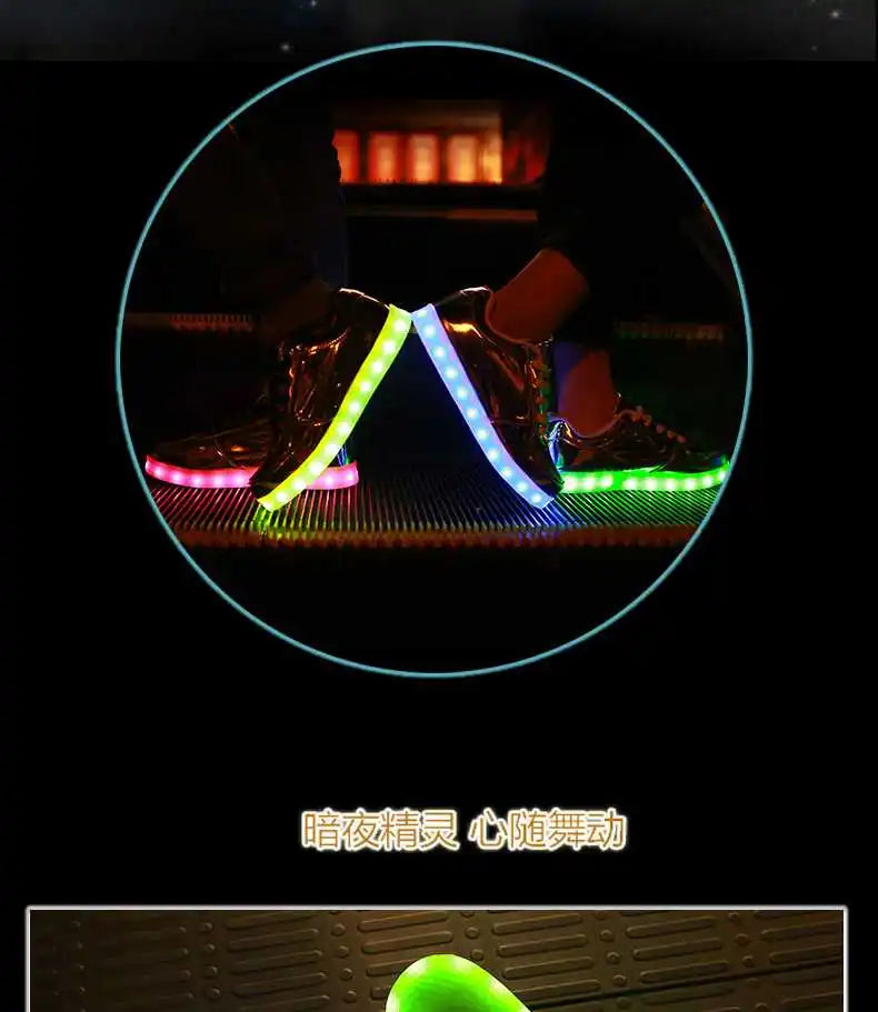 Men's Shoes Glowing Light LED Women Spring Fashion Casual Sport Lamp Party Golden Silver Boots Luminous Dancing Flats Sneakers
