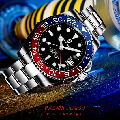 2026 Nuovo PAGANI DESIGN Orologio meccanico di lusso da uomo in acciaio inossidabile GMT Top Brand Vetro zaffiro Orologio da uomo