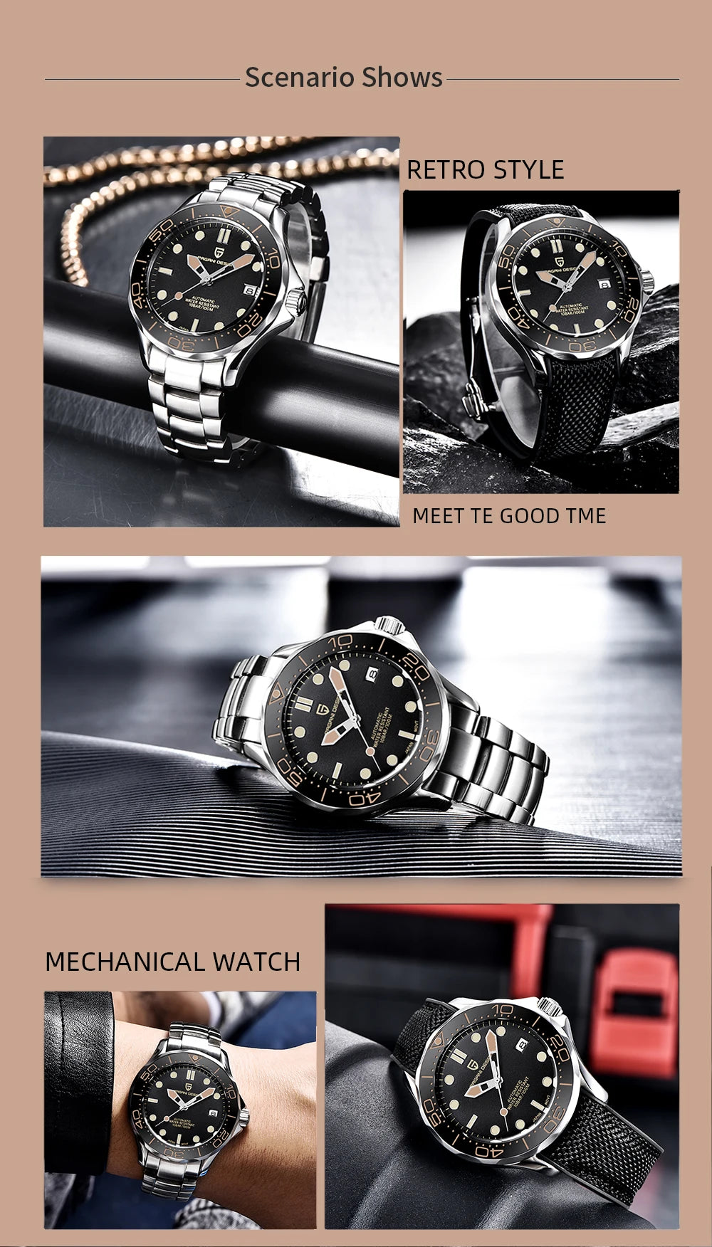 PAGANI DESIGN 007 Mechanical Wristwatch for Men Luxury Automatic Watch NH35A AR Sapphire Crystal Waterproof Clock 2024 New