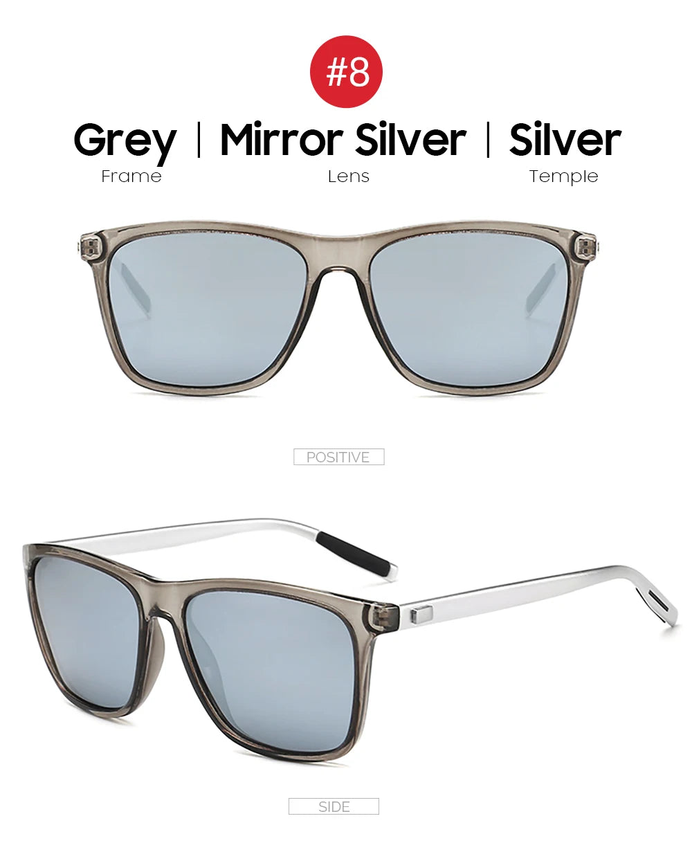 VIVIBEE Luxury Square Polarized Sunglasses Men Driving Blue Mirror Lens Classic Unisex Sun Glasses 2026 Trends Women Shades
