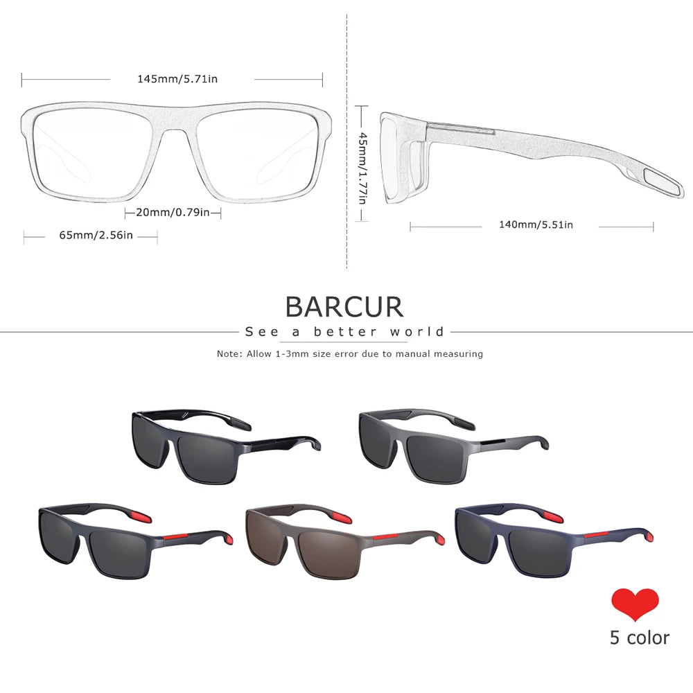BARCUR Polarized Sunglasses Men TR90 Ultralight Vintage Sun Glasses for Women Square Eyewear oculos lunette de soleil femme