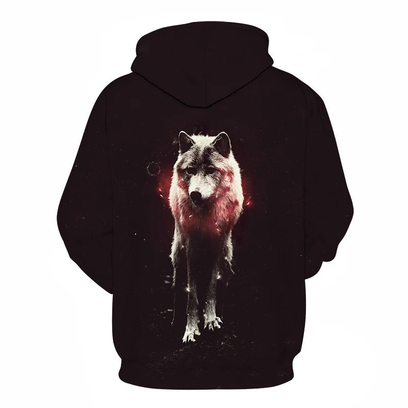 Cool Space Galaxy Wolf Hoodie Hoodies Men Bright Wolf Fashion Handsome Wolf Hoodies Spring Autumn Pullovers Sweatshirts Sweat