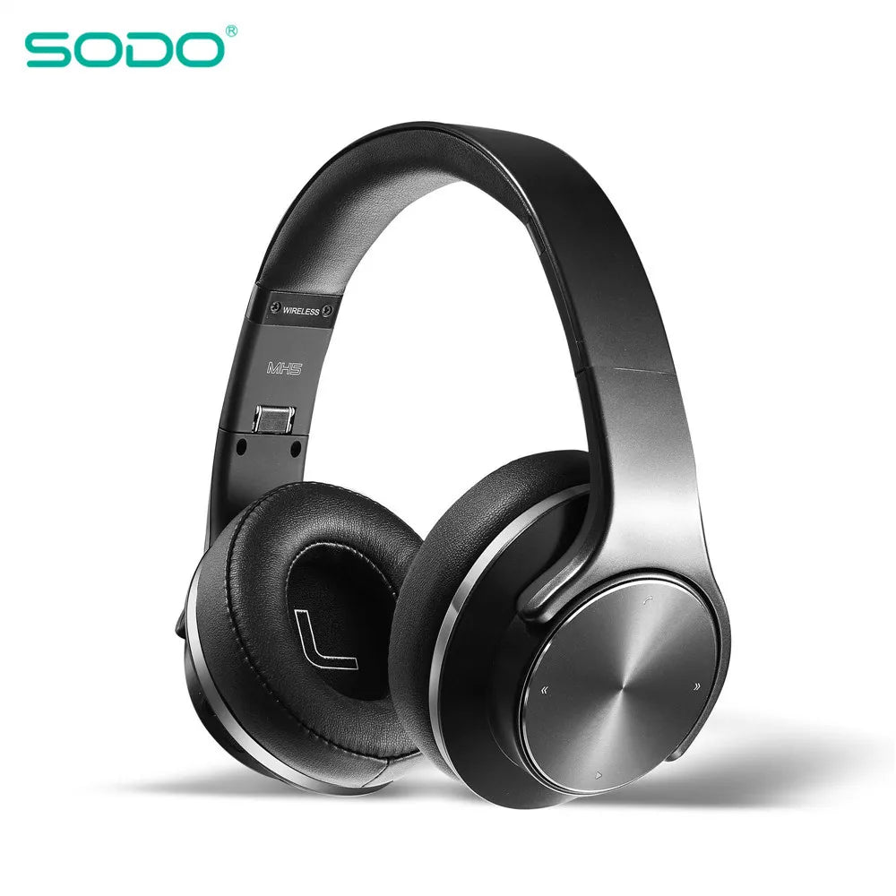 Casque Bluetooth supra-auriculaire robuste 2-en-1 SODO MH-5 avec haut-parleur, casque sans fil pliable avec micro, 3 modes d'égalisation
