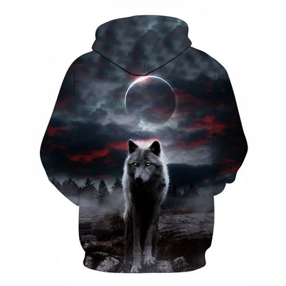 Cool Space Galaxy Wolf Hoodie Hoodies Men Bright Wolf Fashion Handsome Wolf Hoodies Spring Autumn Pullovers Sweatshirts Sweat