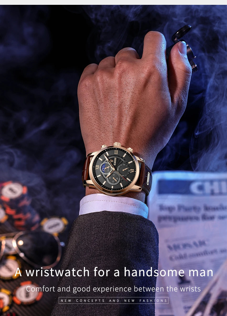 2025 New Men's Watches LIGE Top Brand Luxury Leather Casual Quartz Watch Men's Sport Waterproof Clock Watch Relogio Masculino+Box