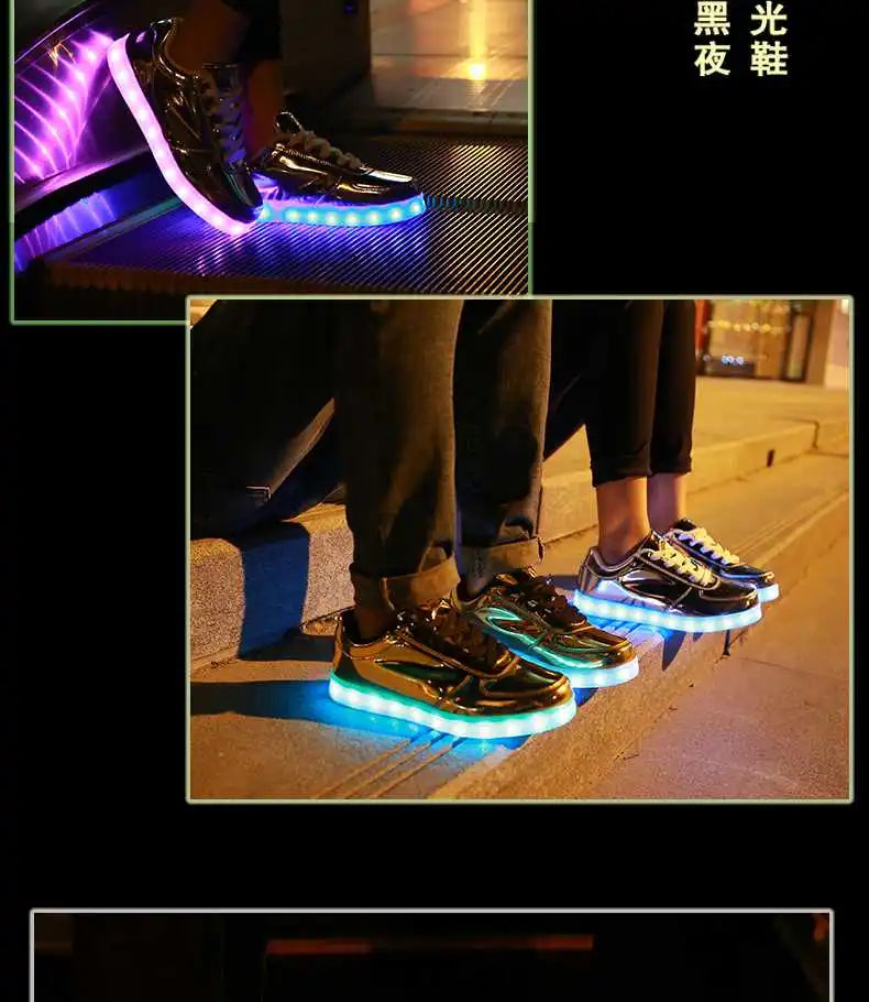 Men's Shoes Glowing Light LED Women Spring Fashion Casual Sport Lamp Party Golden Silver Boots Luminous Dancing Flats Sneakers