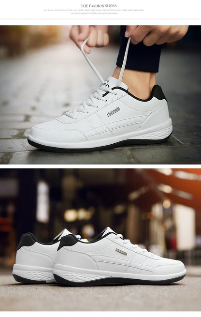 Leather Men's Sneakers Trendy Casual Italian Breathable Leisure Male Sneakers Non-Slip Footwear Men Vulcanized Shoes